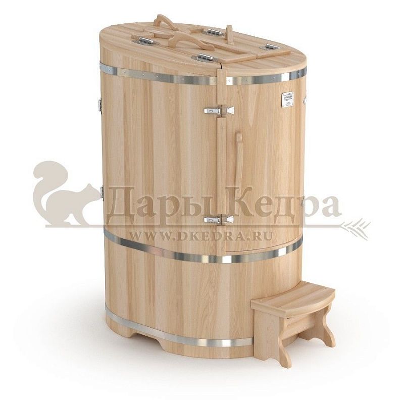 Кедровая бочка (фитобочка) овальная со скосом со встроенным парогенератором «Профессиональная»